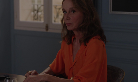 Orange Blouse Shirt Worn by Philippine Leroy-Beaulieu as Sylvie Outfit Emily in Paris TV Show
