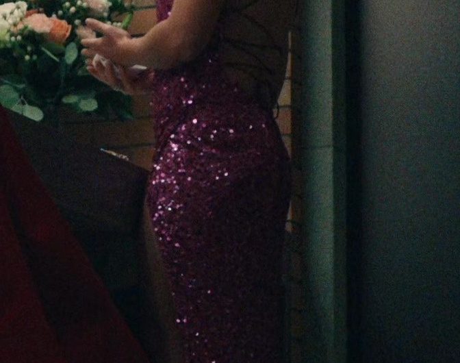 Evening Long Sequin Dress Worn by Lizze Broadway as Emma Meyer / Little Cricket