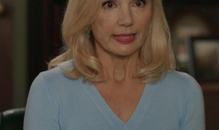 Blue V-Neck Cardigan of Teryl Rothery as Muriel St. Claire Outfit Virgin River TV Show