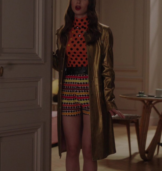 Printed Shorts of Lily Collins as Emily Cooper Outfit Emily in Paris TV Show