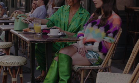 Knee High High-Heel Metallic Nappa Green Boots Worn by Lily Collins as Emily Cooper Outfit Emily in Paris TV Show