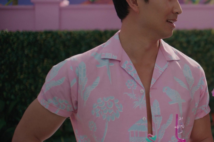 Pink Tropican Print Hawaiian Shirt of Simu Liu Outfit Barbie (2023) Movie