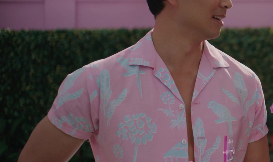 Pink Tropican Print Hawaiian Shirt of Simu Liu