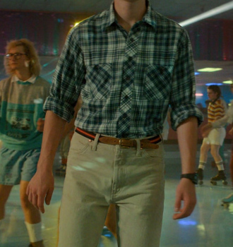 Worn on Stranger Things TV Show - Green Tartan Long Sleeve Shirt of Noah Schnapp as Will Byers