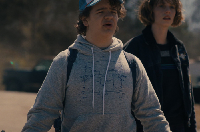 Grey Hoodie Worn by Gaten Matarazzo as Dustin Henderson Outfit Stranger Things TV Show