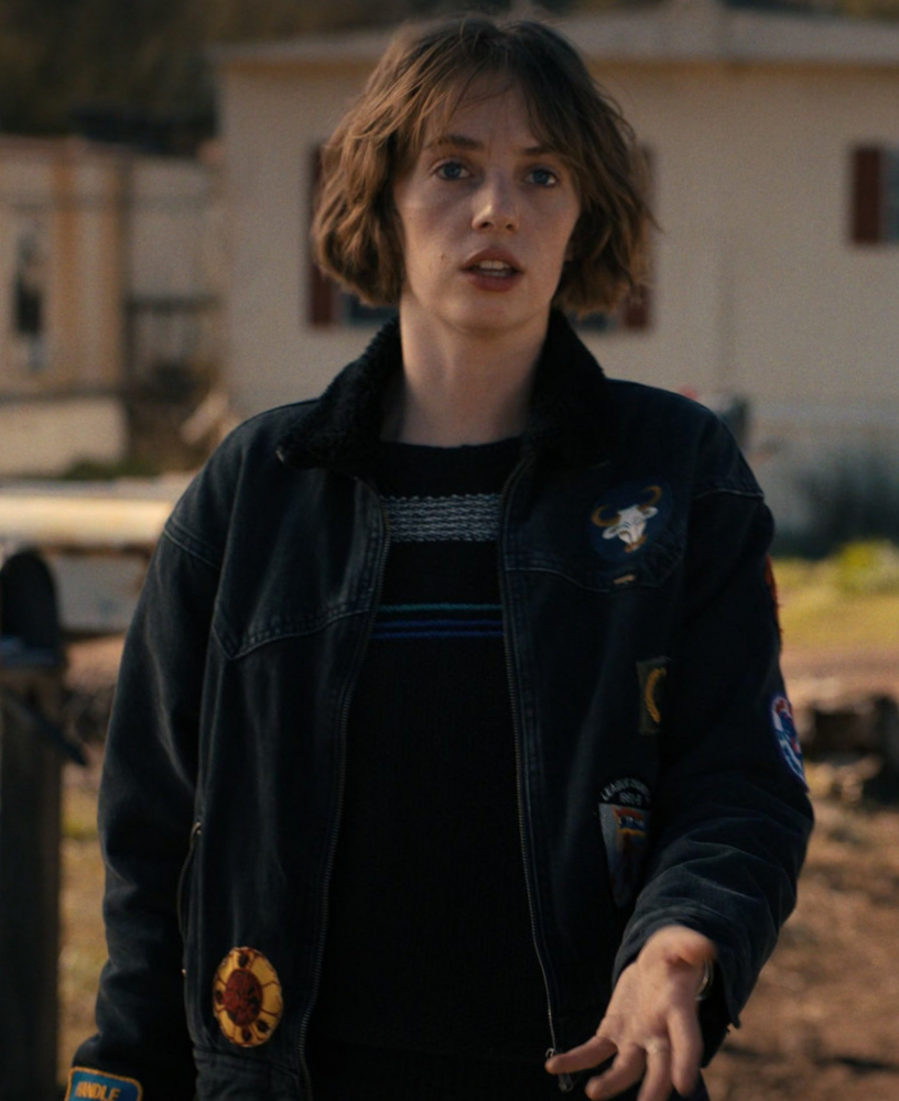 Black Denim Jacket of Maya Hawke as Robin Buckley from Stranger Things TV Show