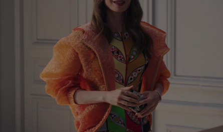 Graphic Print Dress Worn by Lily Collins as Emily Cooper Outfit Emily in Paris TV Show