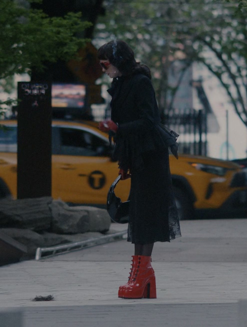 Red High Heel Platform Ankle Boots Worn by Annabelle Dexter-Jones as Sonia Shawcross - Adeline