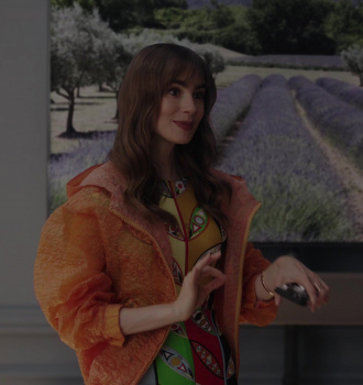 Orange Jacket Worn by Lily Collins as Emily Cooper Outfit Emily in Paris TV Show
