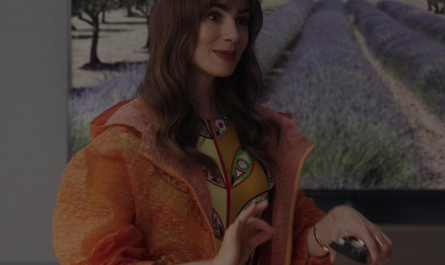Orange Jacket Worn by Lily Collins as Emily Cooper Outfit Emily in Paris TV Show