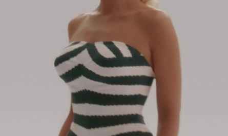 Striped One-Piece Swimsuit of Margot Robbie Outfit Barbie (2023) Movie