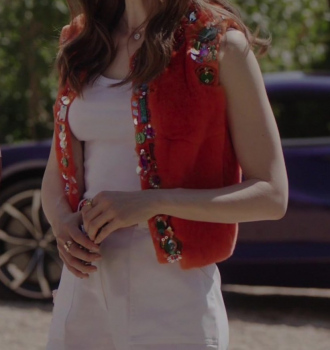 White Shorts of Lily Collins as Emily Cooper Outfit Emily in Paris TV Show