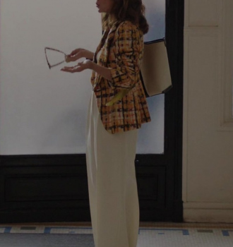 White High-Waisted Pants of Philippine Leroy-Beaulieu as Sylvie Outfit Emily in Paris TV Show