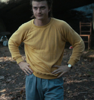 Yellow Sweatshirt Worn by Joe Keery as Steve Harrington Outfit Stranger Things TV Show