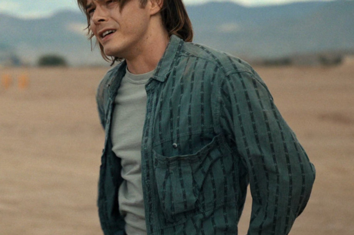 Mint Green Long Sleeve Shirt of Charlie Heaton as Jonathan Byers Outfit Stranger Things TV Show