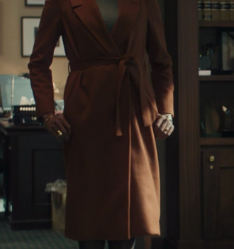 Wool Blend Longline Coat Worn by Dola Rashad as Kate Sacker Outfit Billions TV Show
