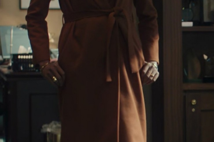 Wool Blend Longline Coat Worn by Dola Rashad as Kate Sacker Outfit Billions TV Show