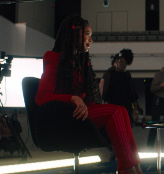Red Striped Pants of Jaz Sinclair as Marie Moreau Outfit Gen V TV Show