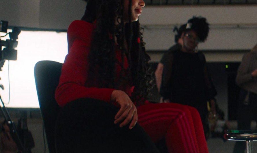 Red Striped Pants of Jaz Sinclair as Marie Moreau