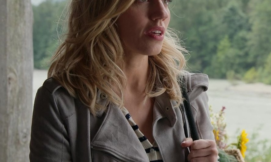 Grey Suede Biker Jacket Worn by Zibby Allen as Brie Sheridan