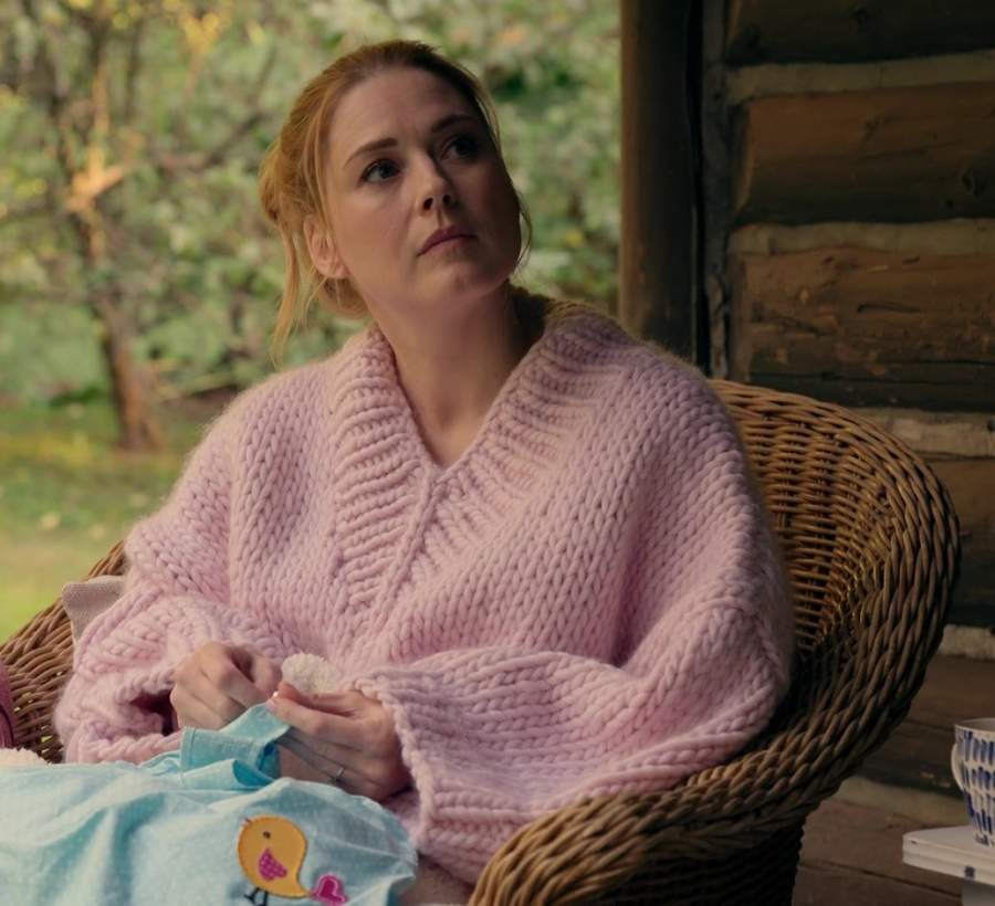 Pink Oversized Knitted Sweater Worn by Alexandra Breckenridge as Mel Monroe from Virgin River TV Show