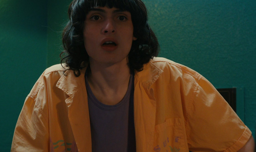 Orange Surf Print Shirt of Finn Wolfhard as Mike Wheeler