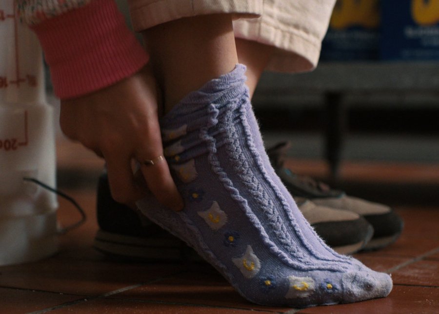 Lavender Patterned Socks of Millie Bobby Brown as Eleven / Jane Hopper ("El") from Stranger Things TV Show
