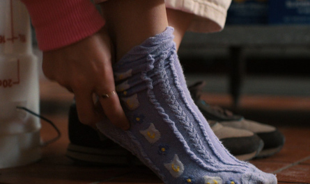 Lavender Patterned Socks of Millie Bobby Brown as Eleven / Jane Hopper ("El") Outfit Stranger Things TV Show