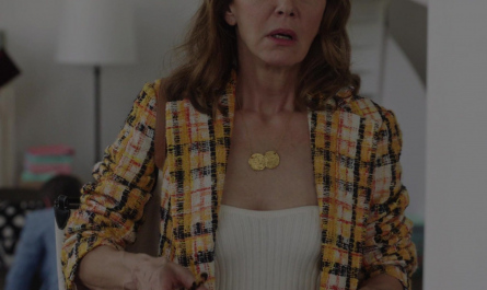 Yellow Wool Plaid-Print Blazer of Philippine Leroy-Beaulieu as Sylvie Outfit Emily in Paris TV Show