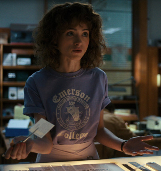Emerson College Tee of Natalia Dyer as Nancy Wheeler Outfit Stranger Things TV Show