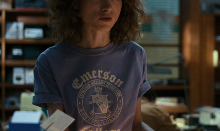 Emerson College Tee of Natalia Dyer as Nancy Wheeler Outfit Stranger Things TV Show