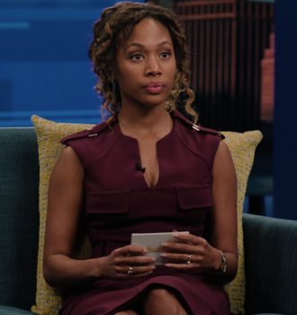 V Neck Sleeveless Pencil Midi Dress of Nicole Beharie as Christine Hunter Outfit The Morning Show TV Show