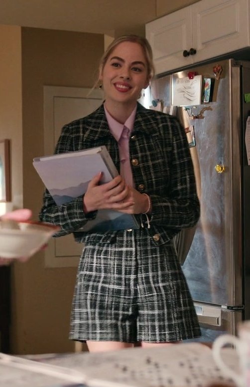 Tweed Plaid Single Breasted Jacket and Shorts Suit Worn by Sarah Dugdale as Lizzie from Virgin River TV Show