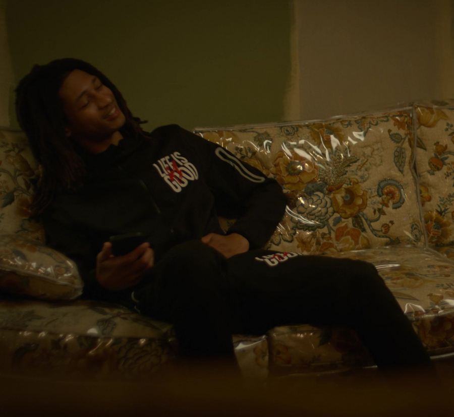 Life Is Good Black Hoodie and Sweatpants Tracksuit Worn by Lucien Cambric as Darnell 'D-Mac' McDowell