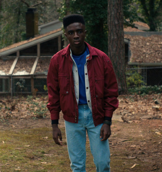 Red Harrington Jacket Worn by Caleb McLaughlin as Lucas Sinclair Outfit Stranger Things TV Show