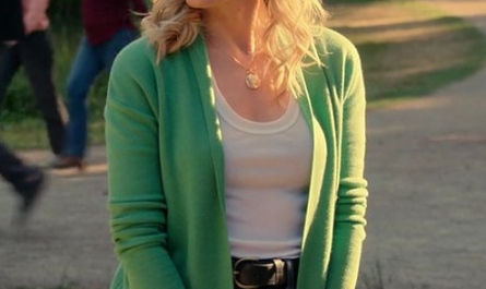 Green Long Cashmere Blend Cardigan Worn by Zibby Allen as Brie Sheridan Outfit Virgin River TV Show