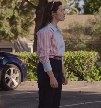 Stripe Shirt Worn by America Ferrera as Gloria Outfit Barbie (2023) Movie