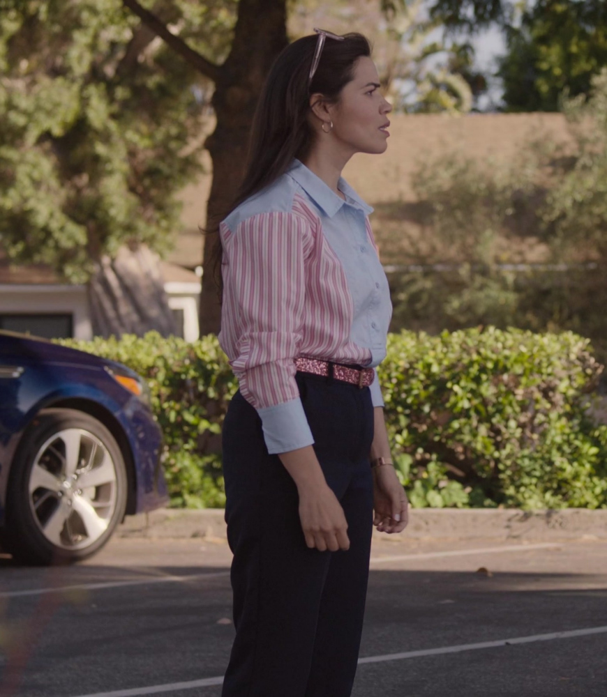 Stripe Shirt Worn by America Ferrera as Gloria from Barbie (2023) Movie