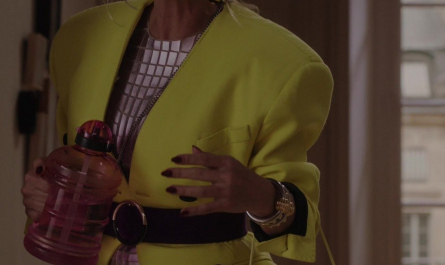 Neon Yellow Virgin Wool Coat of Kate Walsh as Madeline Outfit Emily in Paris TV Show