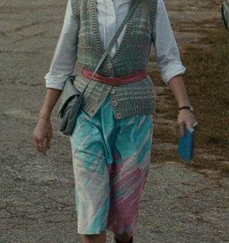 Multicolor Knee Length Skirt of Natalia Dyer as Nancy Wheeler Outfit Stranger Things TV Show