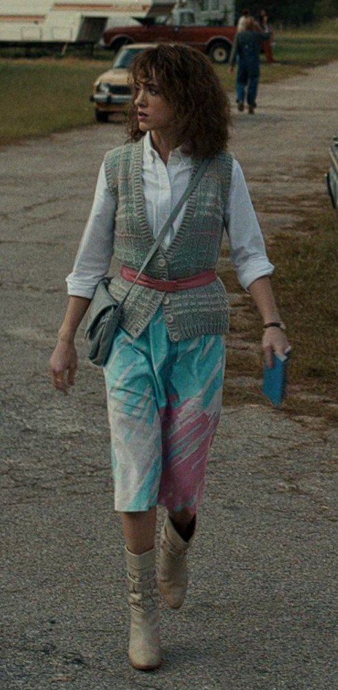 Multicolor Knee Length Skirt of Natalia Dyer as Nancy Wheeler from Stranger Things TV Show