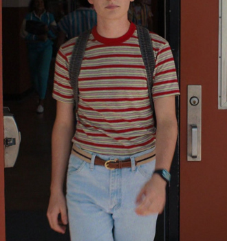Striped T-Shirt of Noah Schnapp as Will Byers Outfit Stranger Things TV Show