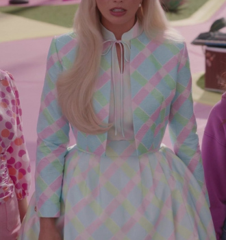 Plaid Jacket and Skirt of Margot Robbie Outfit Barbie (2023) Movie