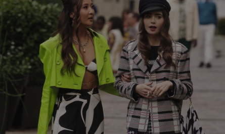 Black and White Graphic Print Skirt Worn by Ashley Park as Mindy Chen Outfit Emily in Paris TV Show
