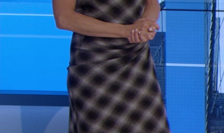 Asymmetric Check Maxi Dress Worn by Jennifer Aniston as Alexandra "Alex" Levy Outfit The Morning Show TV Show