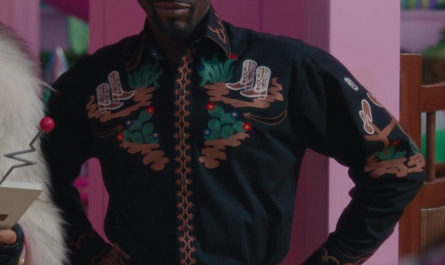 Cactus and Cowboy Boots Embroidered Western Long Sleeve Shirt Worn by Ncuti Gatwa Outfit Barbie (2023) Movie