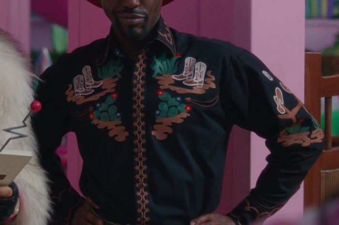 Cactus and Cowboy Boots Embroidered Western Long Sleeve Shirt Worn by Ncuti Gatwa Outfit Barbie (2023) Movie