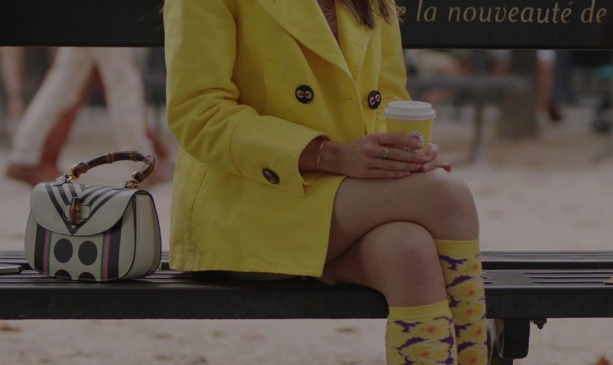 Sunflower Print Socks of Lily Collins as Emily Cooper