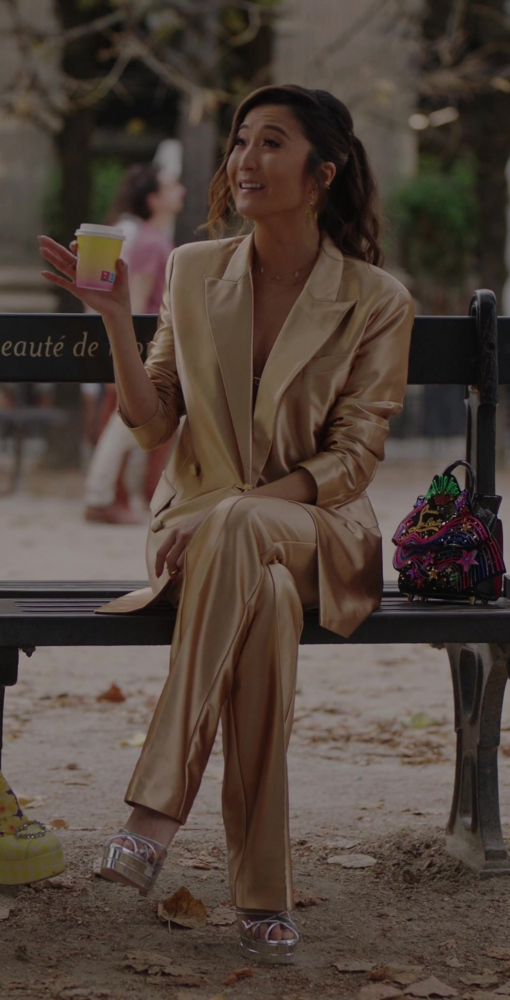 metallic blazer and pants suit - Ashley Park (Mindy Chen) - Emily in Paris TV Show