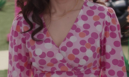 Pink Polka Dot Print Blouse Worn by America Ferrera as Gloria Outfit Barbie (2023) Movie